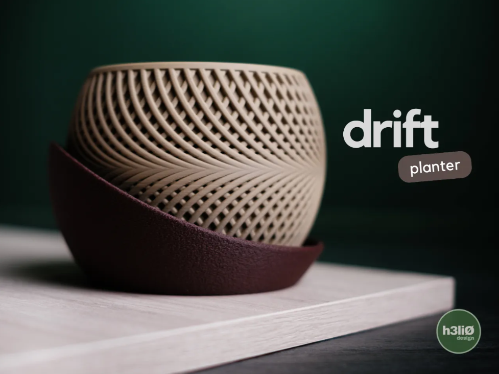 Drift Planter — Design Trançado Areia com Pratinho Bordô