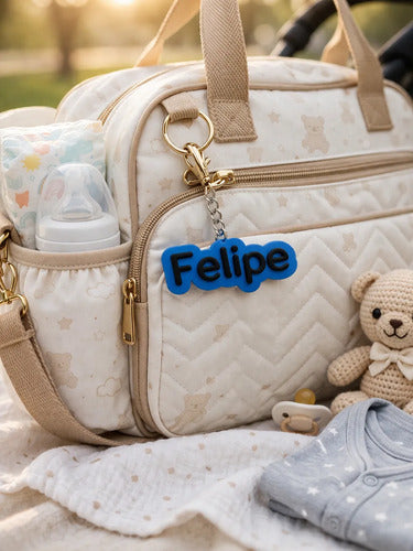 Kit de 5 Chaveiros com Nome e Cor Personalizados para Mochila Esc Escola
