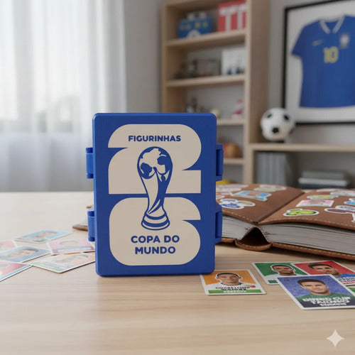 Porta Figurinhas Futebol - Case Cards Personalizado com Nome Azul Azul e Branco Brasil