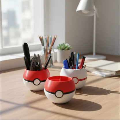 Porta Caneta Pokébola Pokémon - Organizador de Mesa Impressão 3D