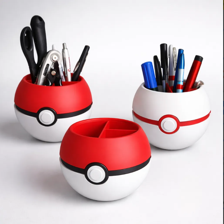Porta Caneta Pokébola Pokémon - Organizador de Mesa Impressão 3D