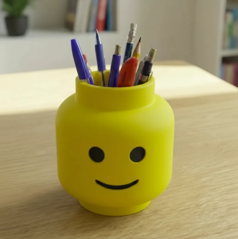 Porta Caneta Cabeça Lego - Organizador de Mesa Impressão 3D