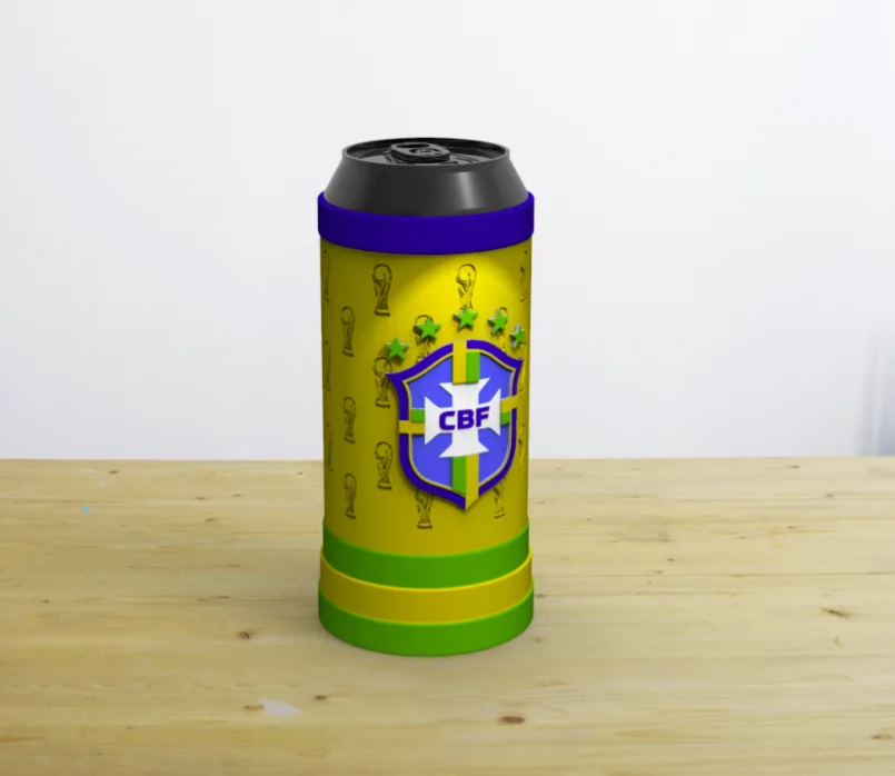 Porta Lata 473ml Brasil Copa do Mundo - Impressão 3D Torcida