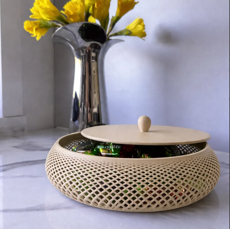 Tigela Decorativa com Tampa em PLA 3D - 25cm