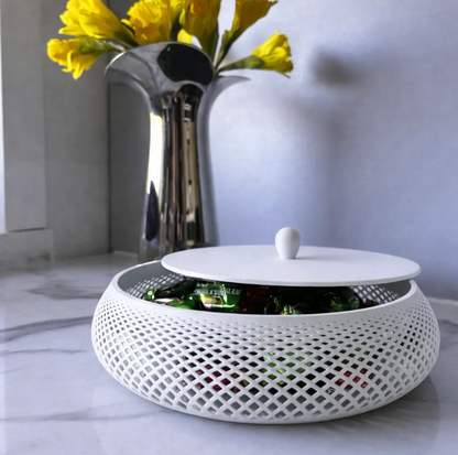 Tigela Travessa Com Tampa Pote Decoração Centro Mesa 20cm
