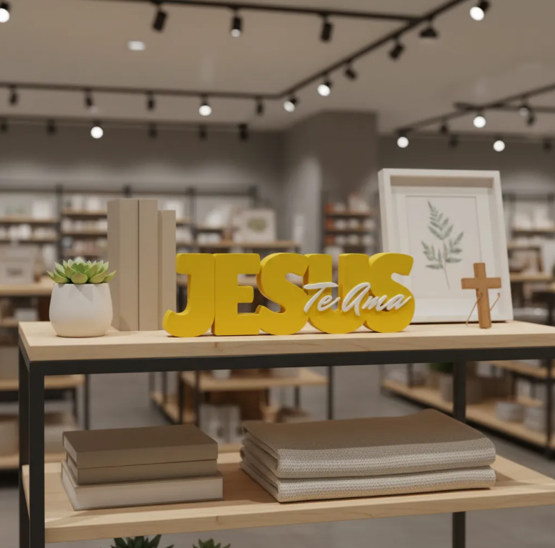 Frase Motivacional Jesus - Palavra Decorativa de Mesa ou Parede PLA 3D