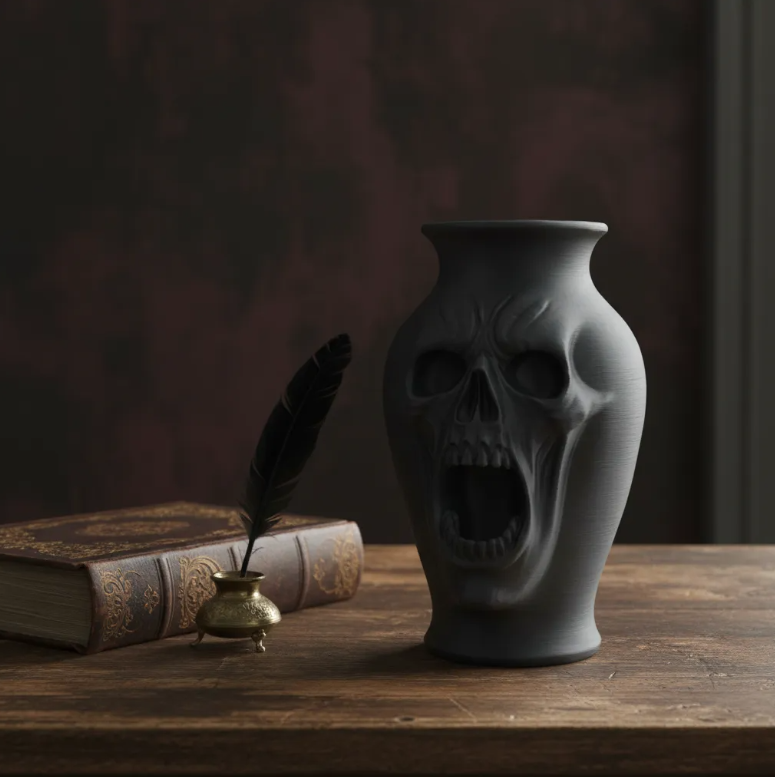 Vaso Decorativo Caveira Gótico Terror PLA 3D - 13x9cm