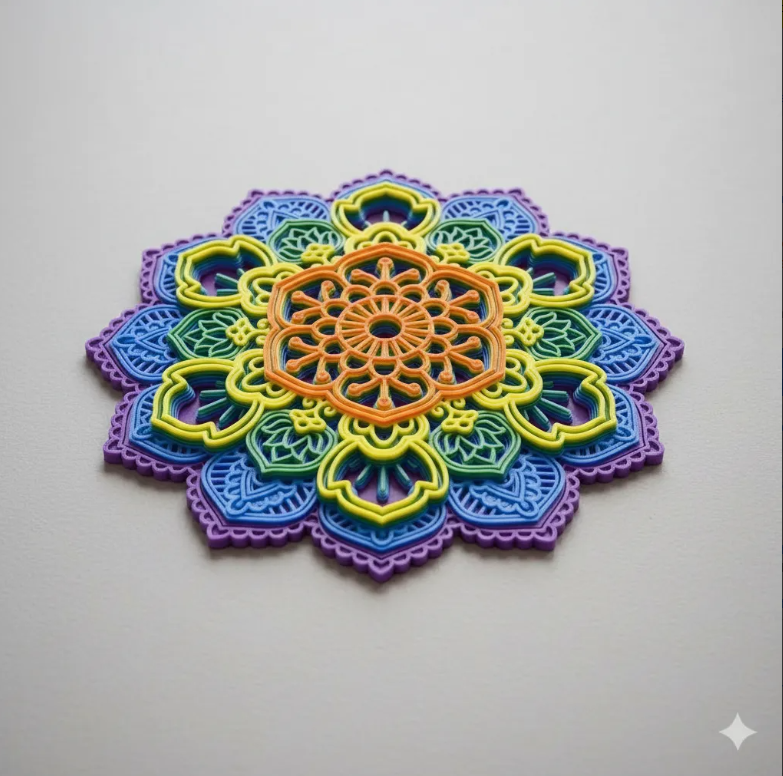 Mandala Decorativa de Parede ou Mesa PLA 3D Premium - 25x25cm