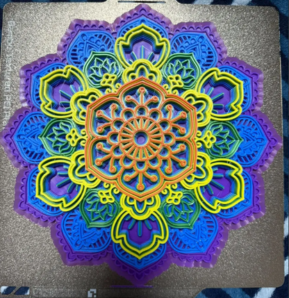 Mandala Decorativa de Parede ou Mesa PLA 3D Premium - 25x25cm