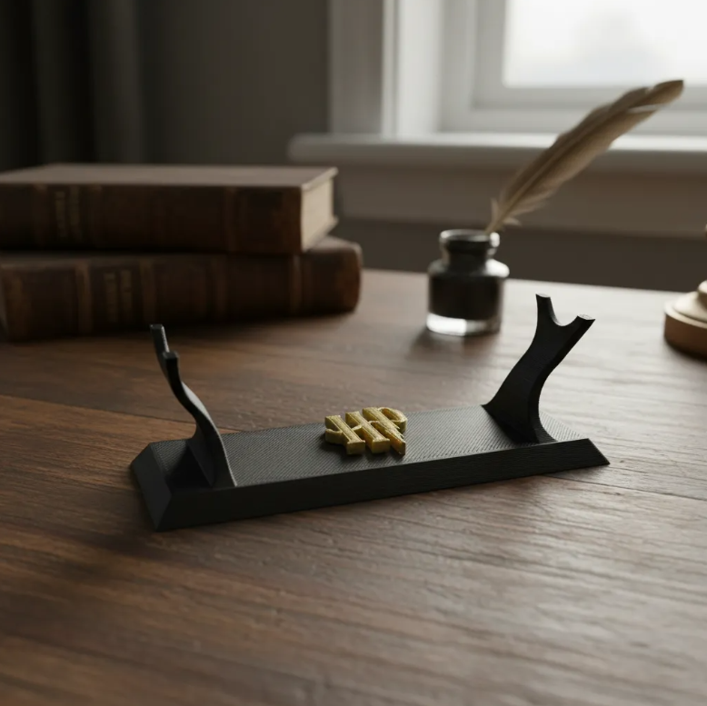Suporte Expositor Varinha Harry Potter Logo HP - PLA Preto 3D