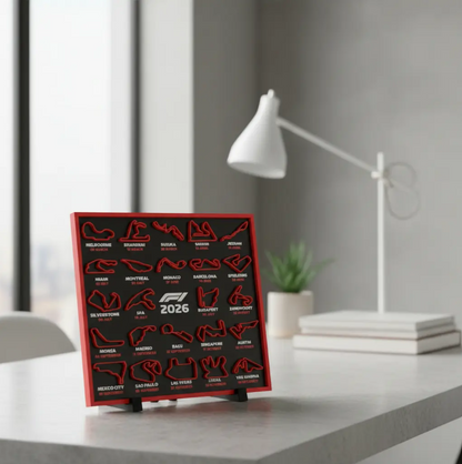 Calendário Fórmula 1 2026 com Suporte - Impressão 3D PLA