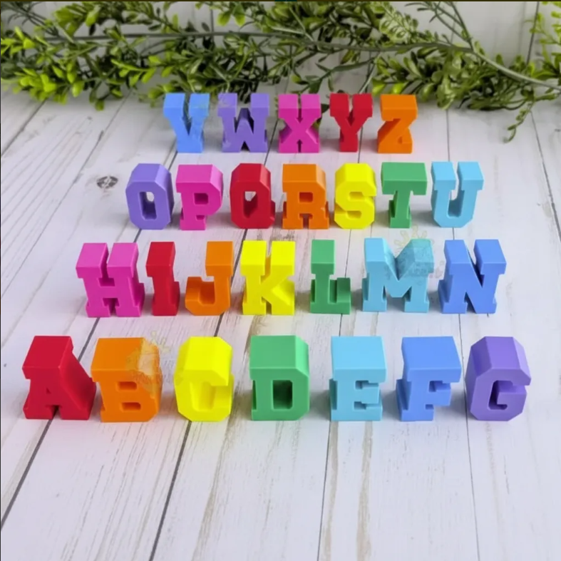 Alfabeto em Plástico 3D para Bebês e Crianças - Letras Abecedario Escola