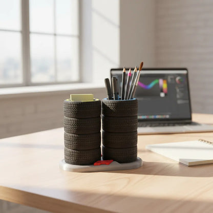 Porta Caneta Pneu F1 — Organizador de Mesa 3D