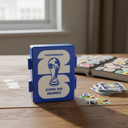 Porta Figurinhas Futebol - Case Cards Personalizado com Nome Azul Azul e Branco Brasil