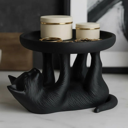 Bandeja Decorativa Gato Porta Joias Chaves Organizador Preto