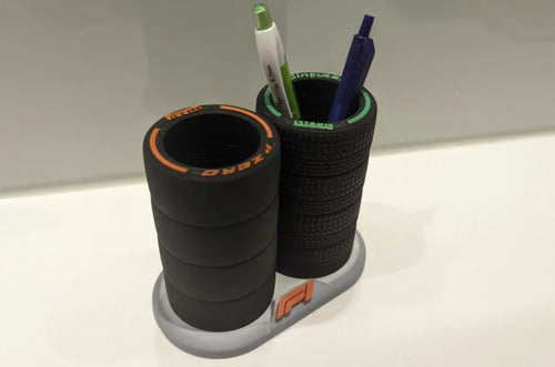 Porta Caneta Pneu F1 — Organizador de Mesa 3D