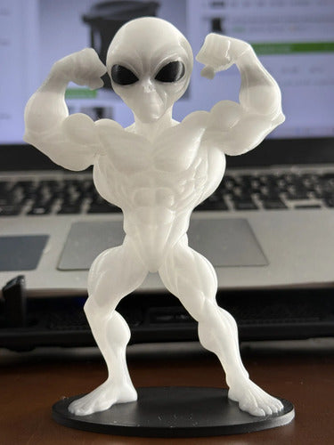Boneco Alien Musculoso Branco Brilha Na Luz Negra
