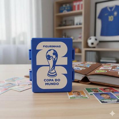 Porta Figurinhas Futebol - Case Cards Personalizado com Nome Azul Azul e Branco Brasil