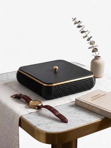 Caixa Decorativa Organizadora Luxo Com Detalhes Dourados Preto