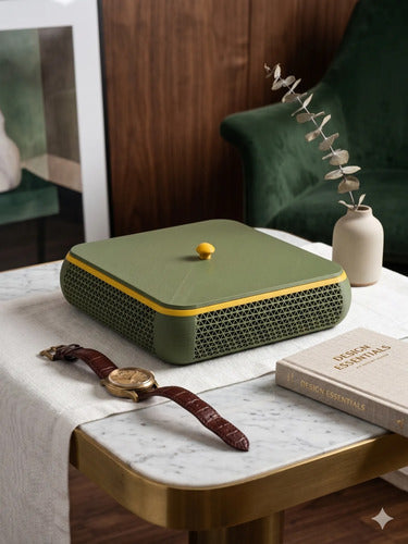 Caixa Decorativa Organizadora Luxo Com Detalhes Dourados Verde-musgo