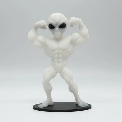 Boneco Alien Musculoso Branco Brilha Na Luz Negra