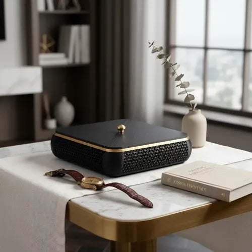 Caixa Decorativa Organizadora Luxo Com Detalhes Dourados Preto