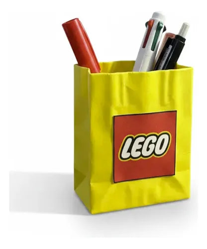 Porta Canetas Mini Sacola Lego Para Organização De Mesa
