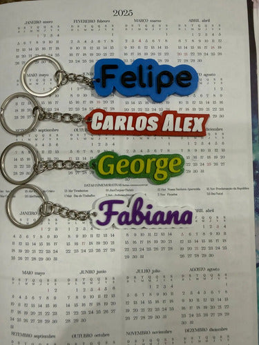 Kit de 5 Chaveiros com Nome e Cor Personalizados para Mochila Esc Escola