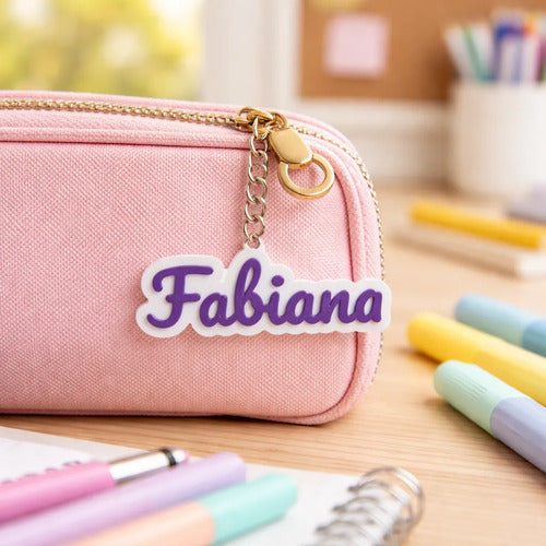 Kit de 5 Chaveiros com Nome e Cor Personalizados para Mochila Esc Escola
