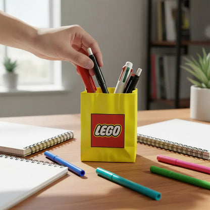 Porta Canetas Mini Sacola Lego Para Organização De Mesa