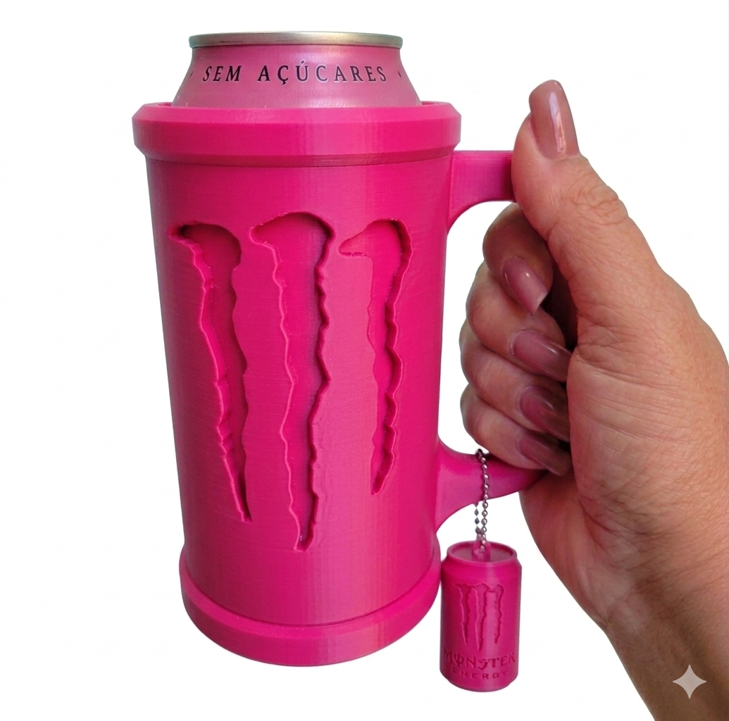 Porta Lata Monster 473ml com Tampa e Abridor — Mantém Gelado por Mais Tempo