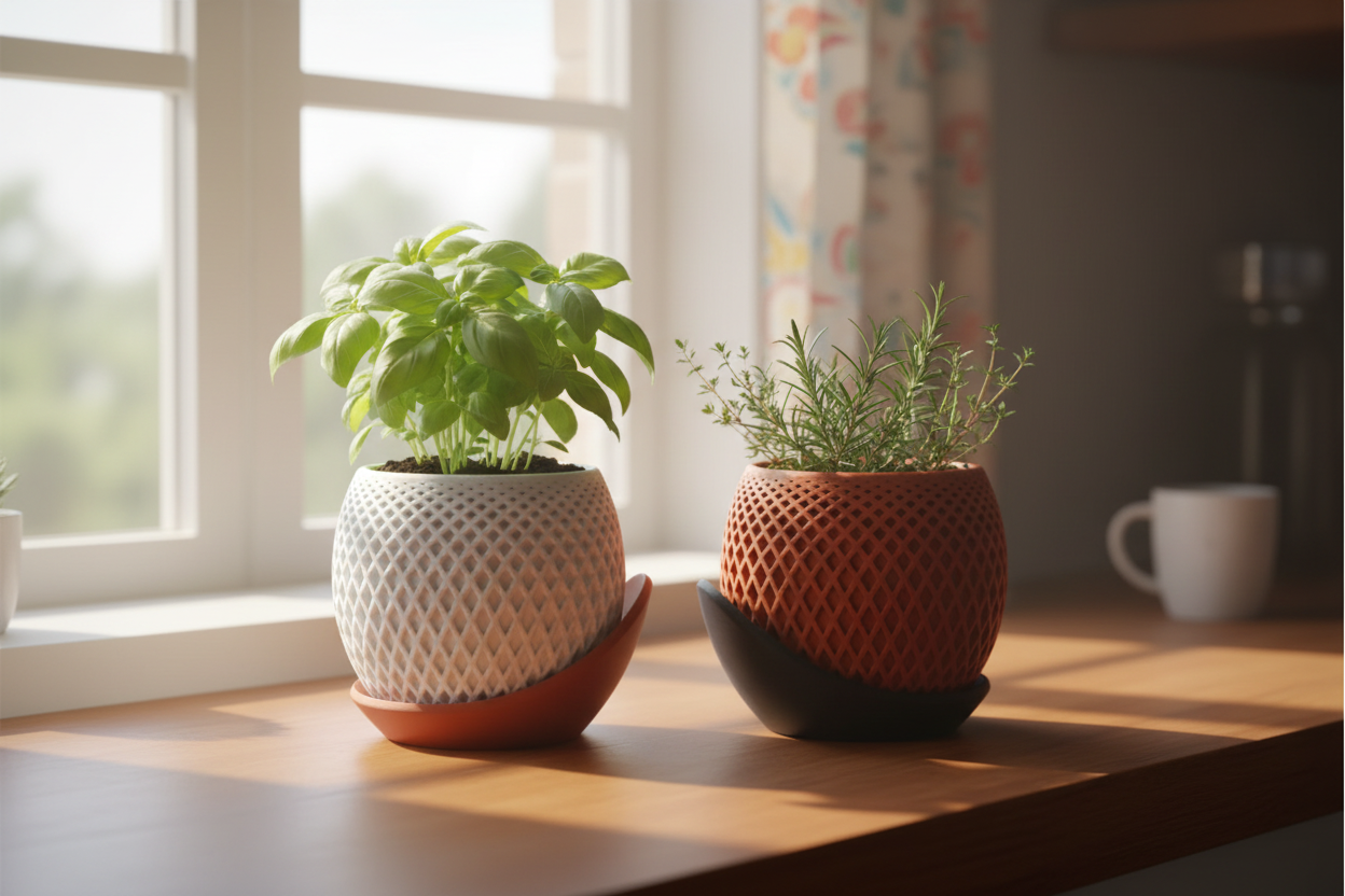 Polygon Planter Par — Janela da Cozinha com Ervas