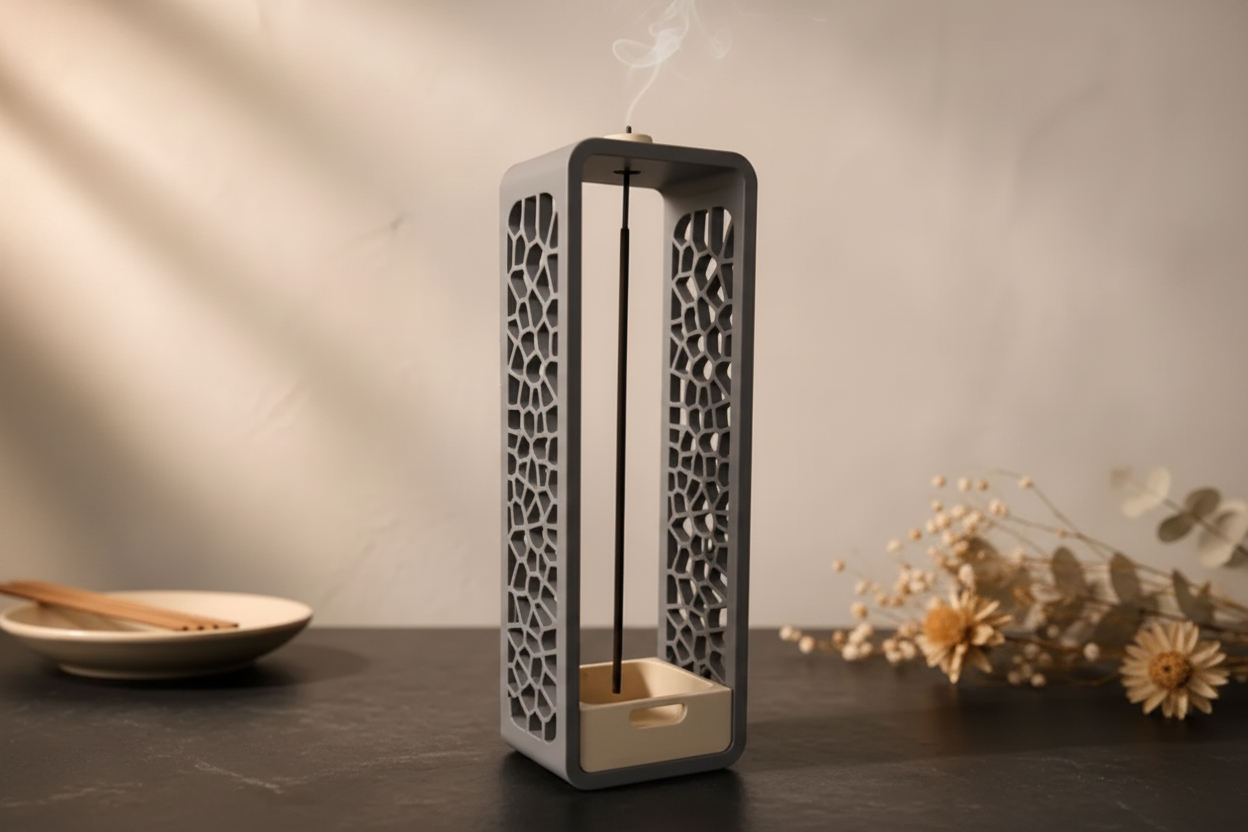 Porta-Incenso Voronoi XL — Cinza Matte