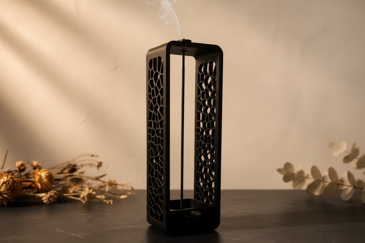 Porta-Incenso Voronoi XL — Preto Matte