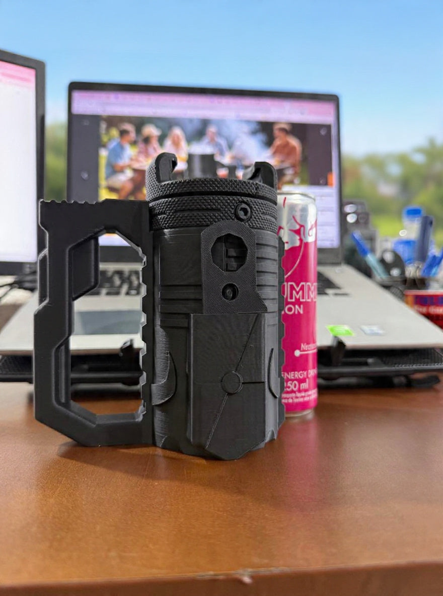 Caneca Tática Porta Lata 250ml – Trilhos Picatinny | Impressão 3D