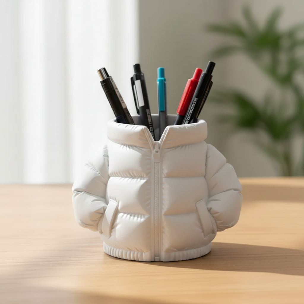 Porta Caneta Treco Lápis Divertido Organizador Casaco Puffer